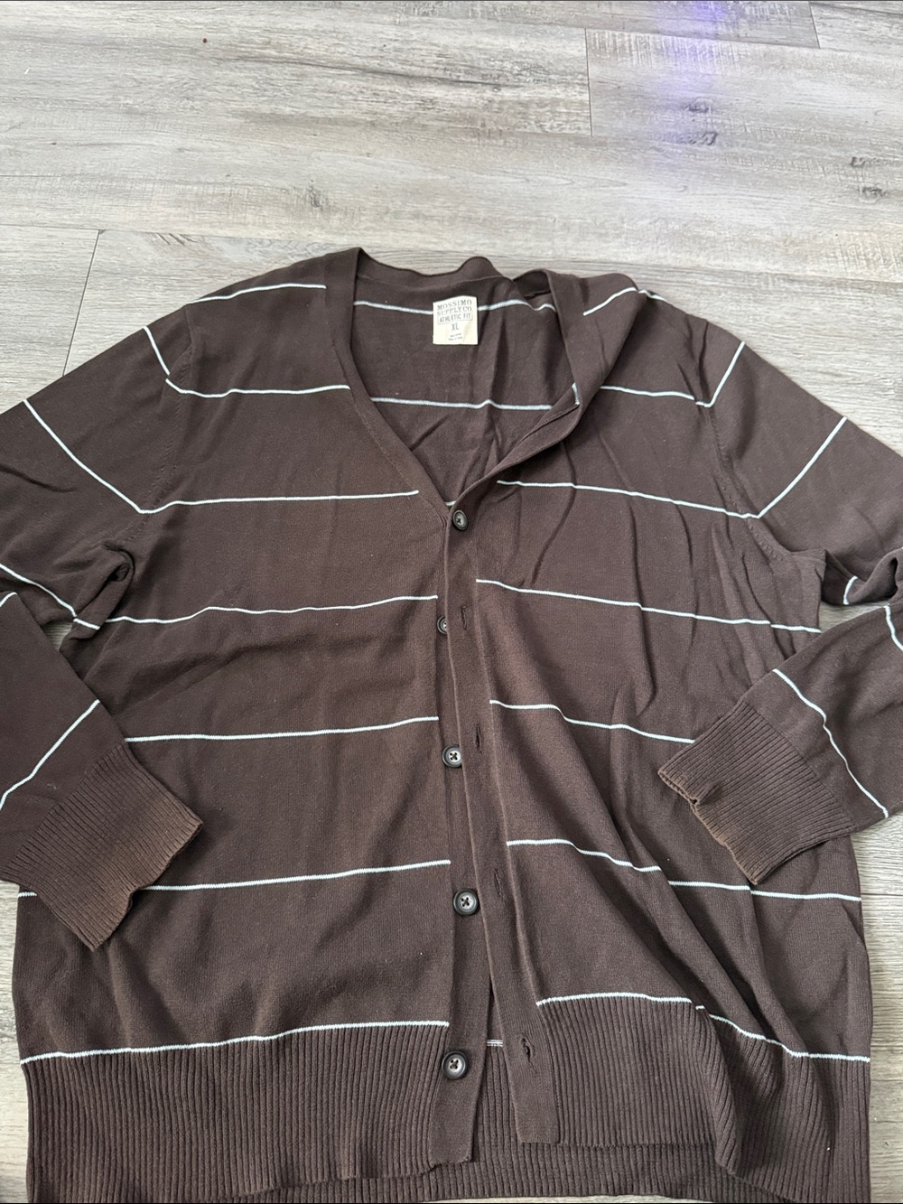 Mossimo Supply Co. Brown Cardigan with Thin White Stripes